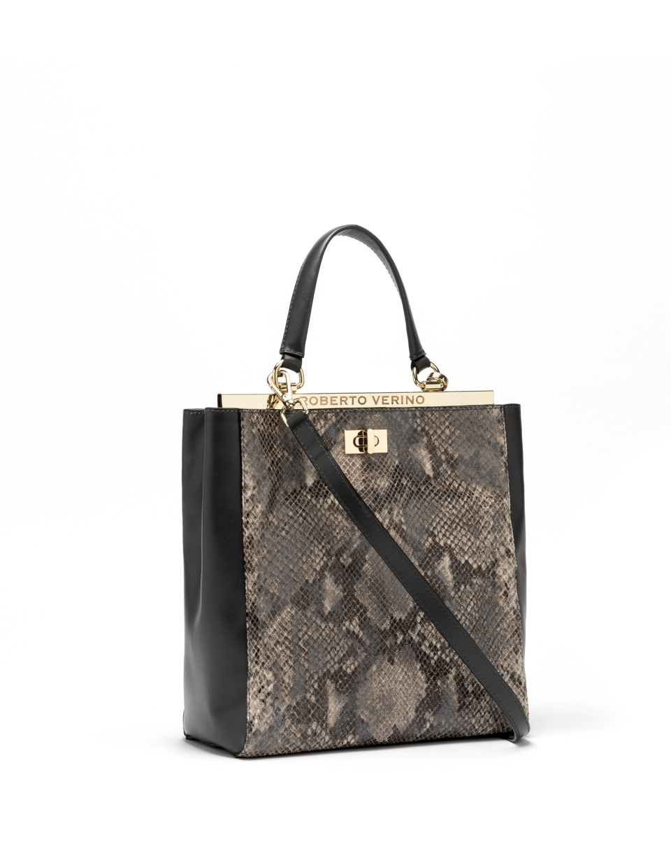 Bolso tote piel antracita Baver nano