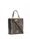 Steel gray leather Baver tote bag