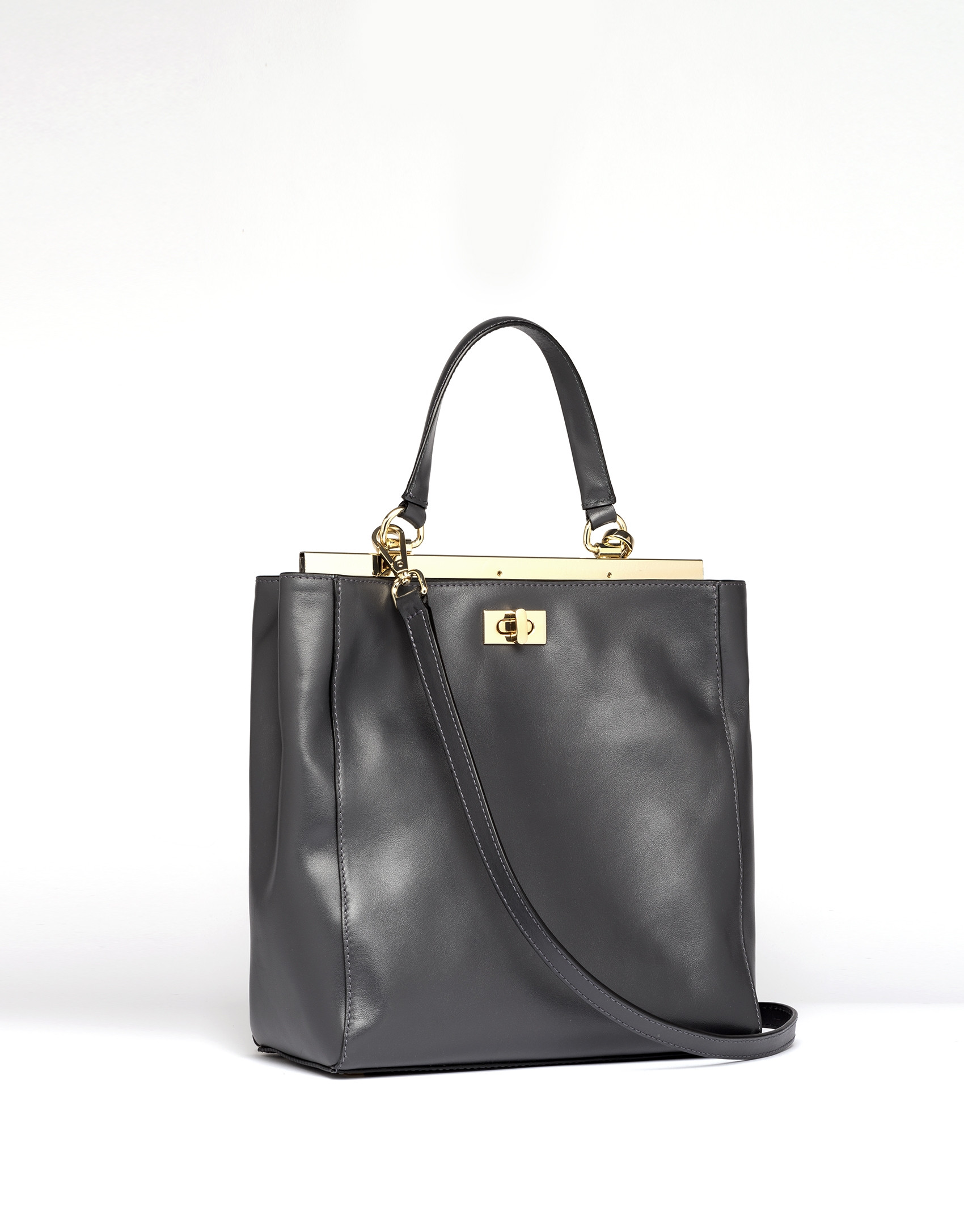 Bolso tote piel antracita Baver nano