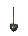 Dark brown heart-shaped leather charm