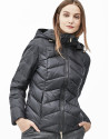 Black short hooded ski jacket 