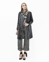 Black embossed alligator leather trench coat