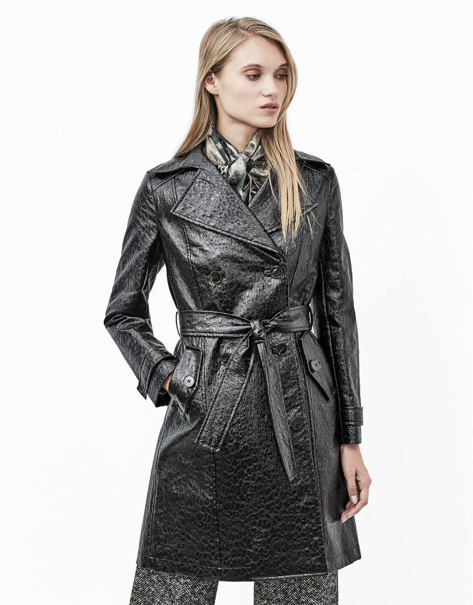 Trench grabado coco negro
