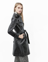 Black embossed alligator leather trench coat