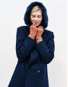 Blue hooded three quarter jacket