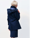 Blue hooded three quarter jacket
