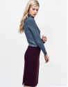 Aubergine straight skirt