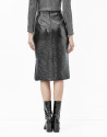 Black embossed alligator leather skirt