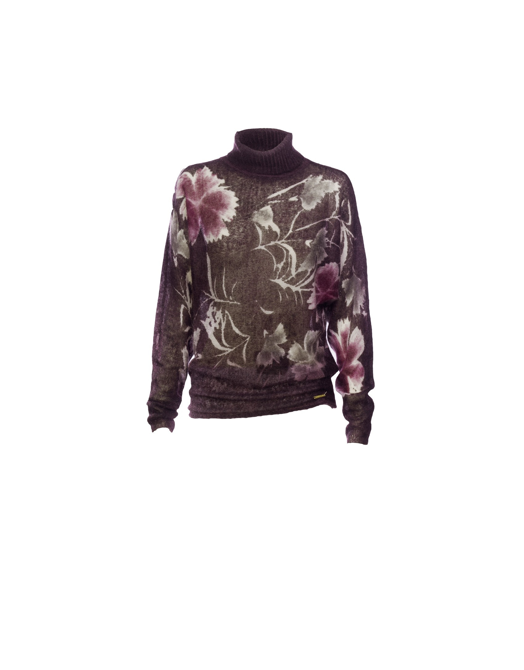  Mohair floral print wine pullover