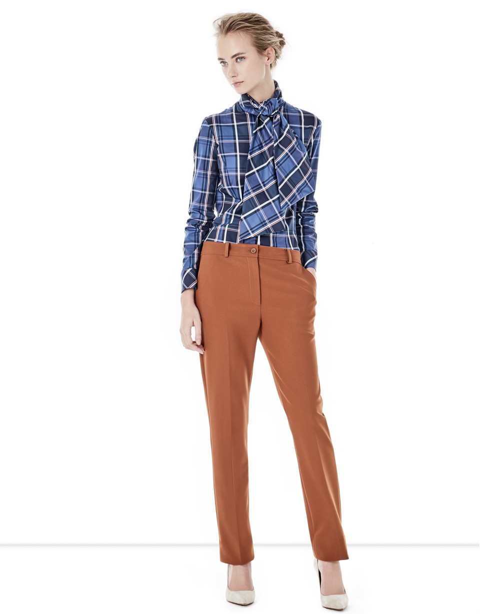 Tile-colored chiffon pants