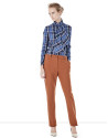 Tile-colored chiffon pants
