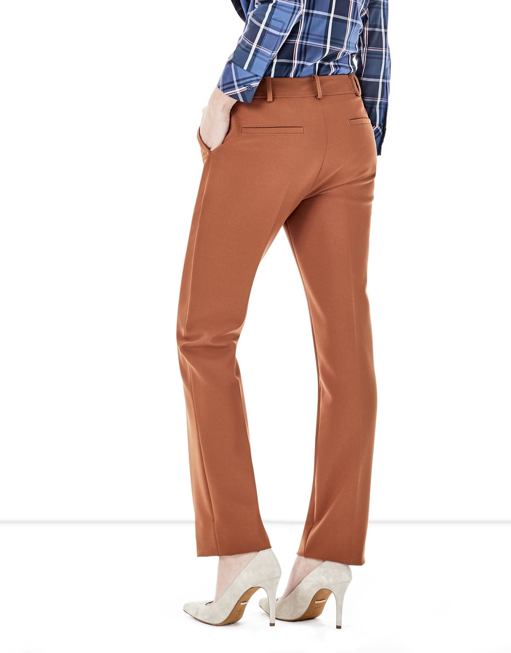 Tile-colored chiffon pants