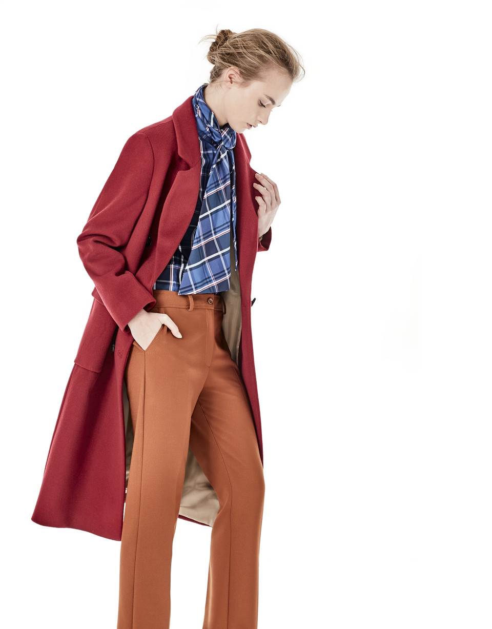 Tile-colored chiffon pants