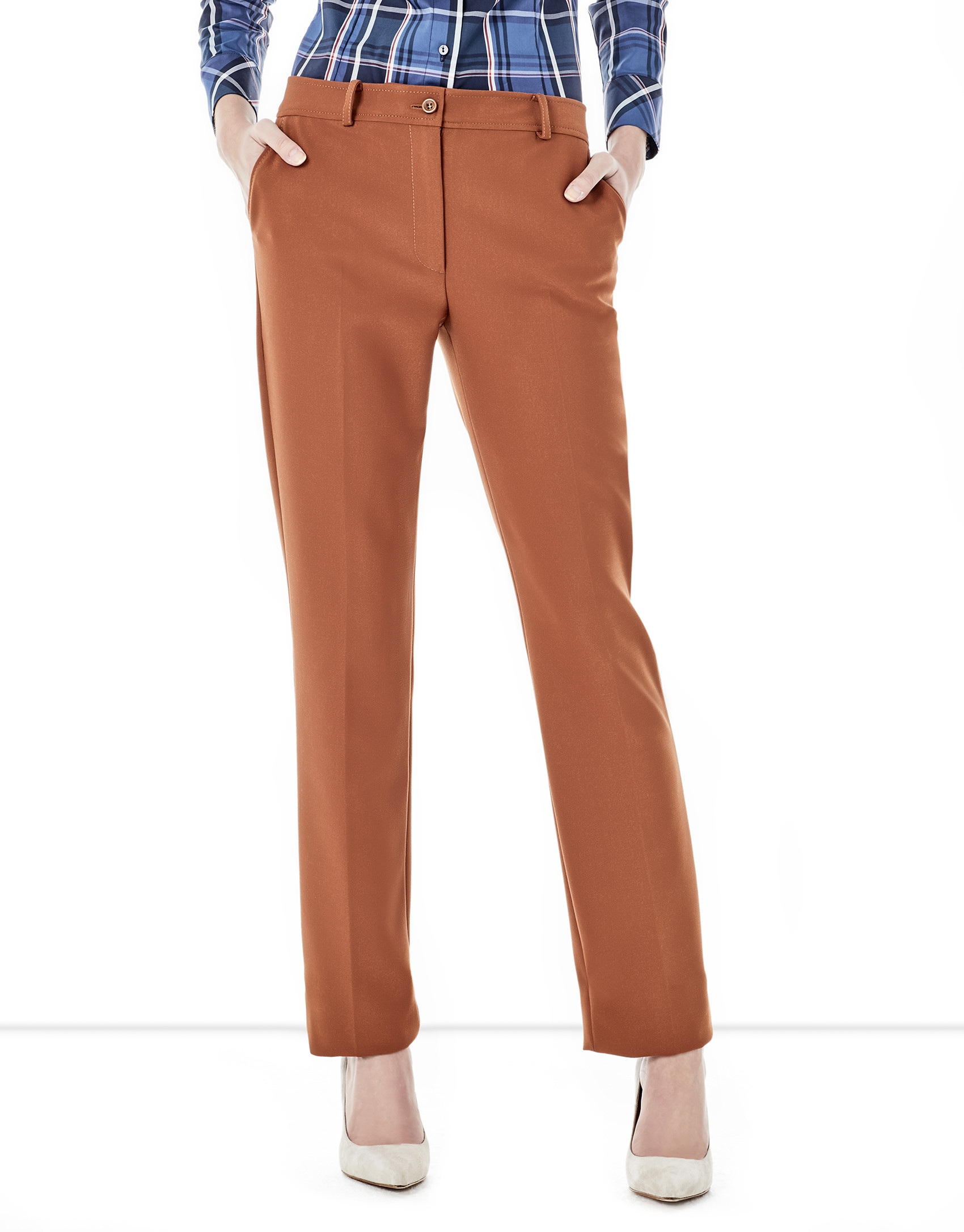 Tile-colored chiffon pants
