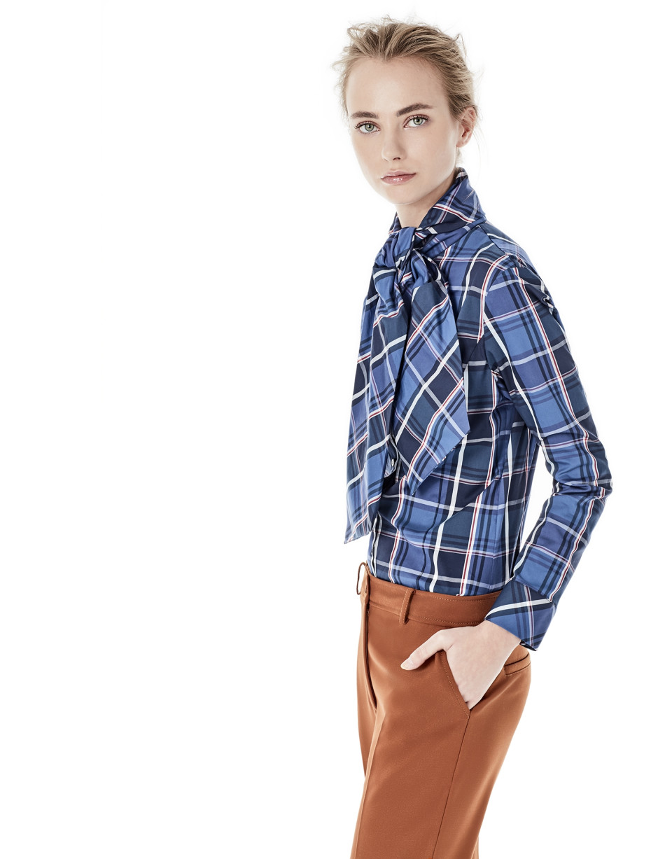 Tile-colored chiffon pants