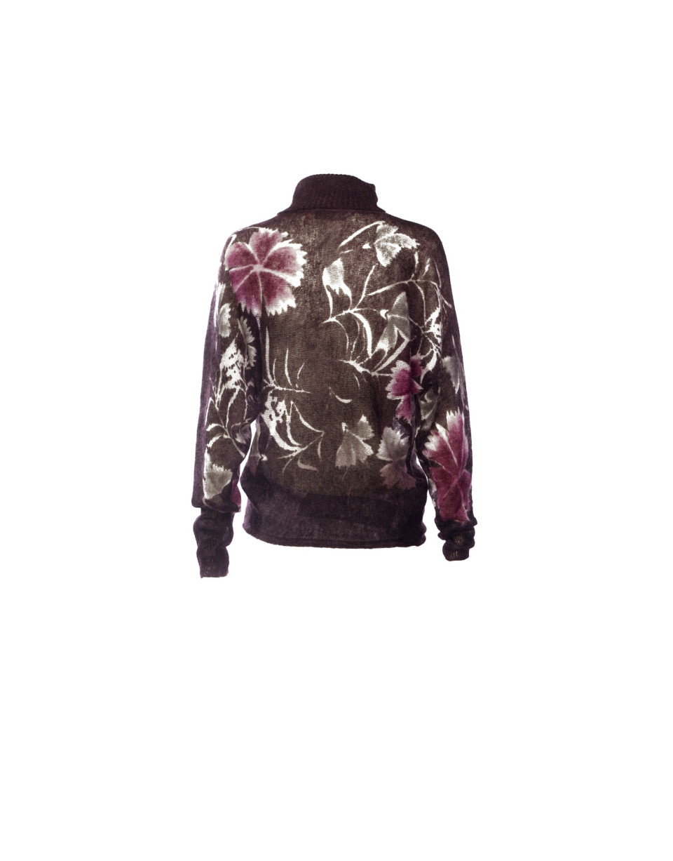  Mohair floral print wine pullover
