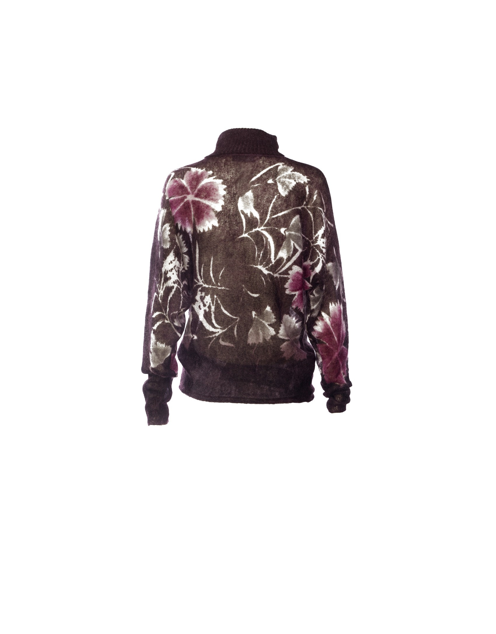  Mohair floral print wine pullover