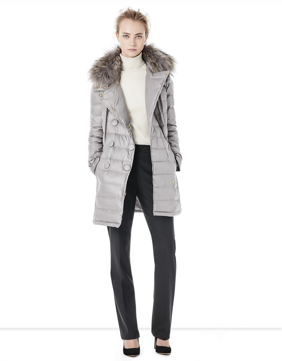 Long grey windbreaker with hood
