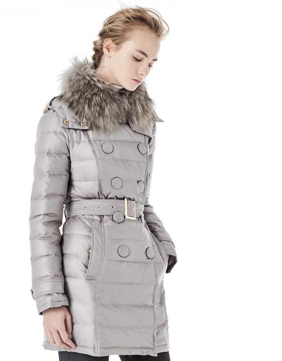 Long grey windbreaker with hood