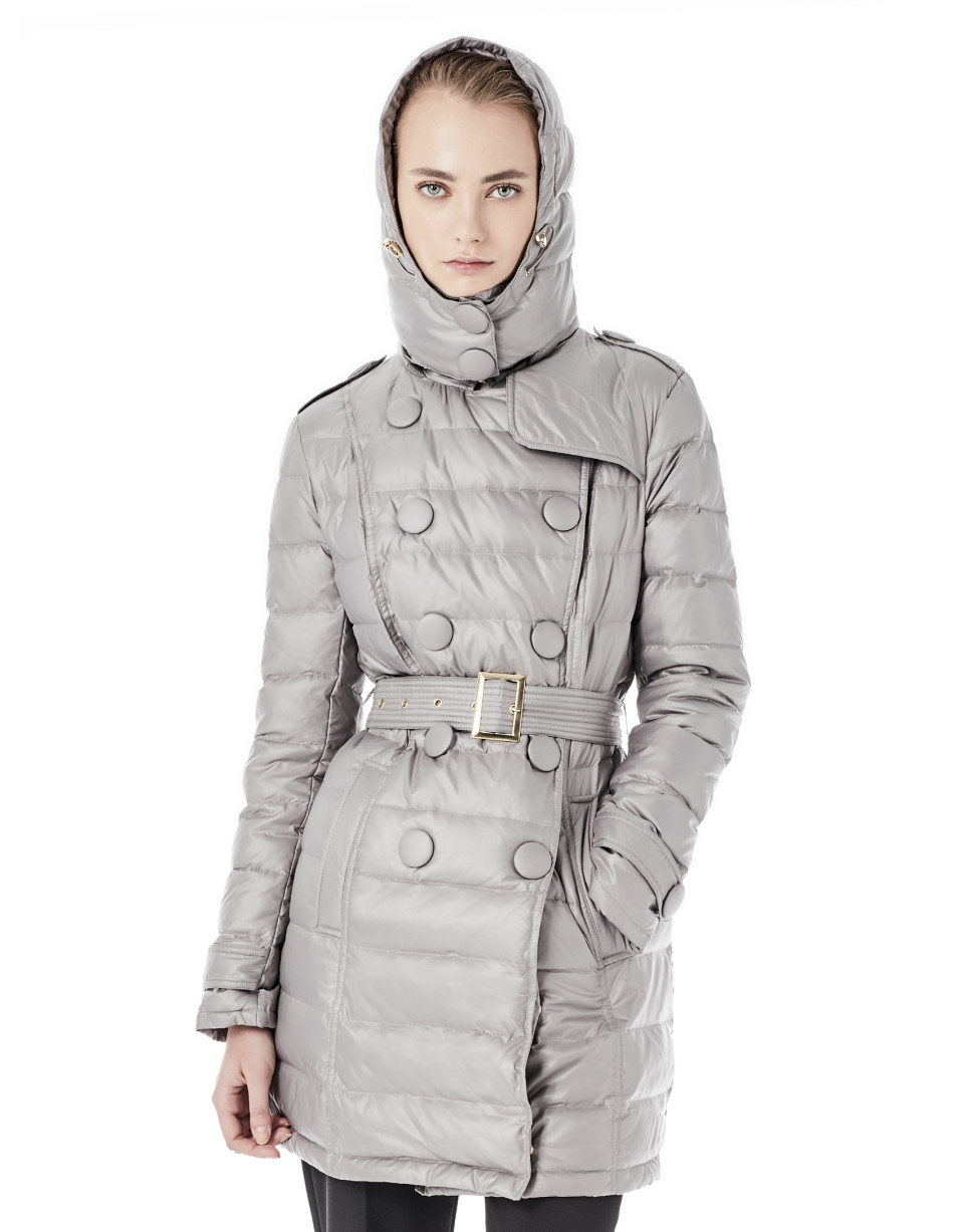 Long grey windbreaker with hood