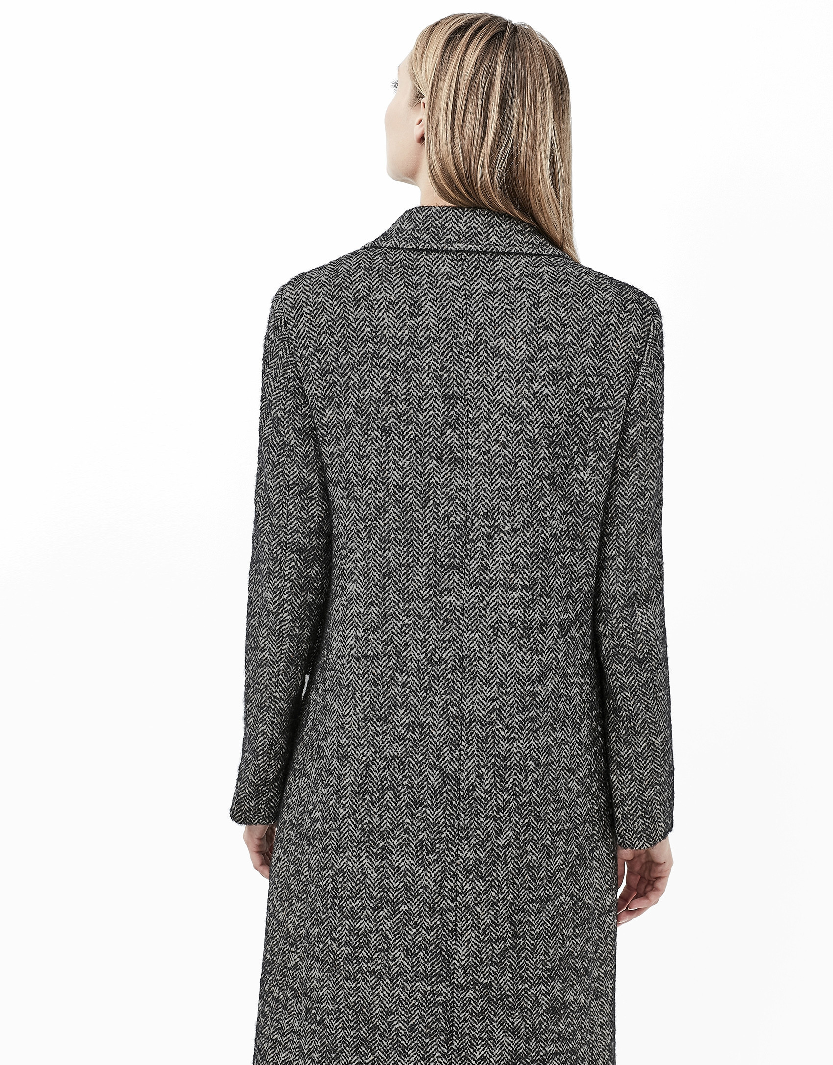 Abrigo tweed espiga gris