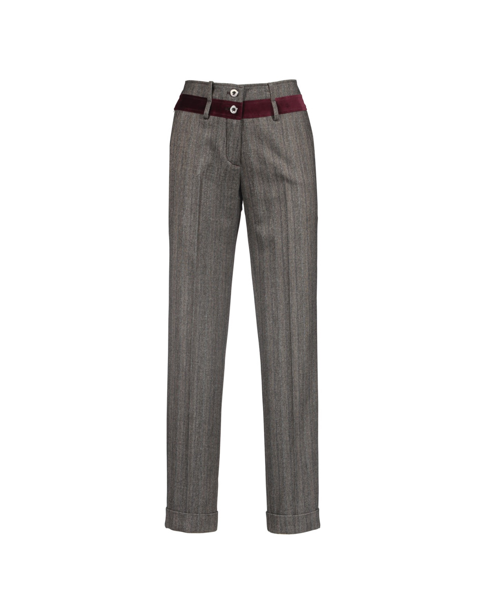 Grey pants contrasting velvet
