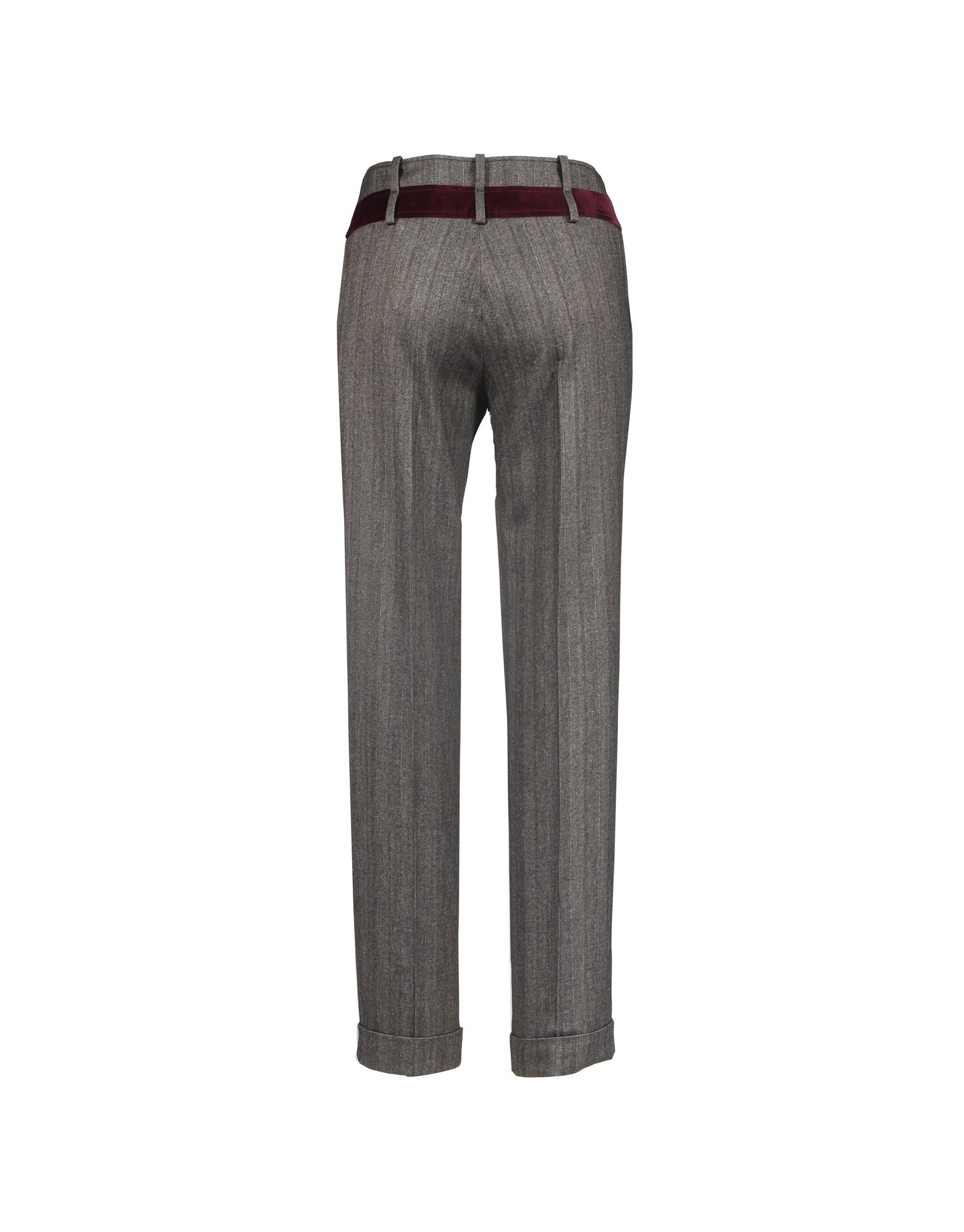 Grey pants contrasting velvet