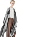 Gray geometric print cape