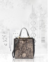 Steel gray leather Baver tote bag