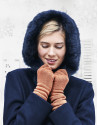 Long terra cotta knit gloves