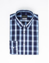 Camisa vestir cuadros marino/celeste