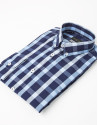 Camisa vestir cuadros marino/celeste