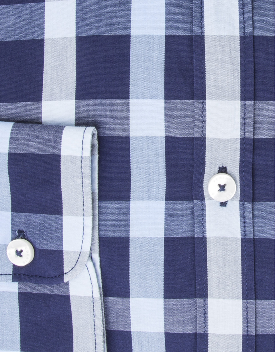 Camisa vestir cuadros marino/celeste