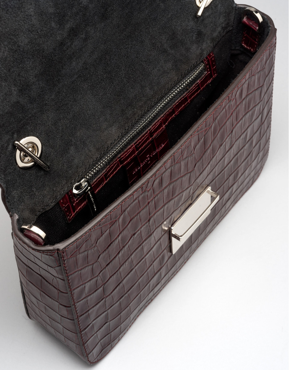 Bolso shoulder piel coco burdeos Joyce