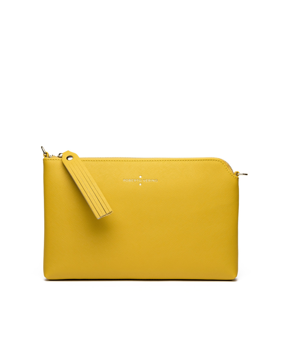 Yellow Saffiano leather Lisa Clutch 