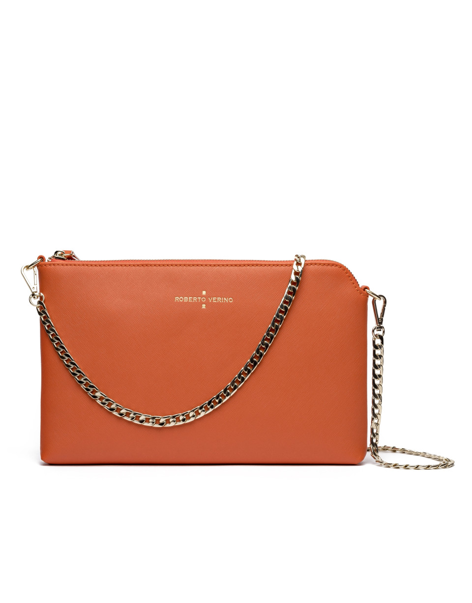 Orange Saffiano leather Lisa Clutch 