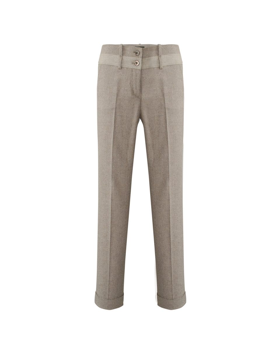 Beige pants contrasting velvet
