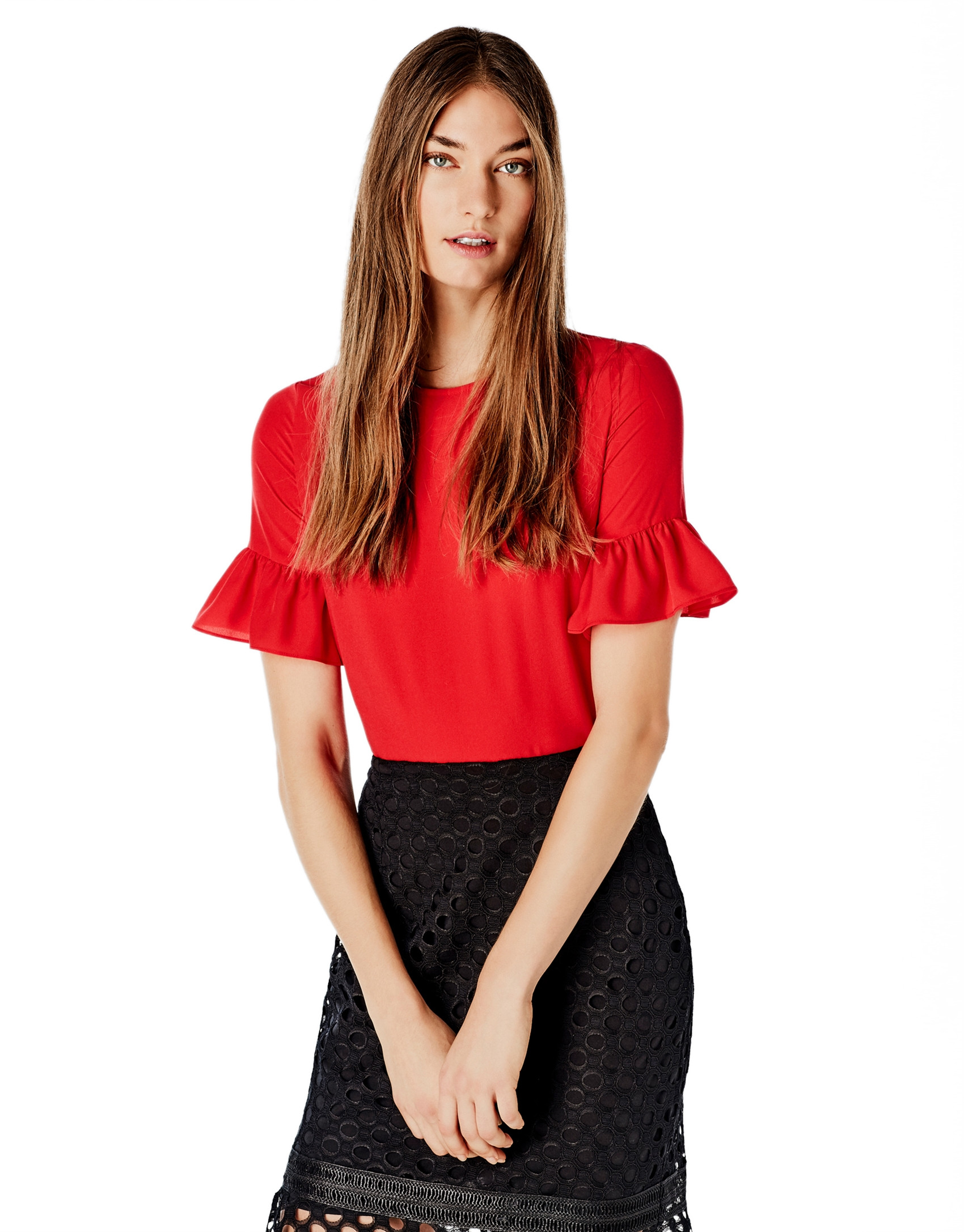 Top manga volante coral