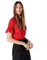 Coral top with flounce  sleeves
