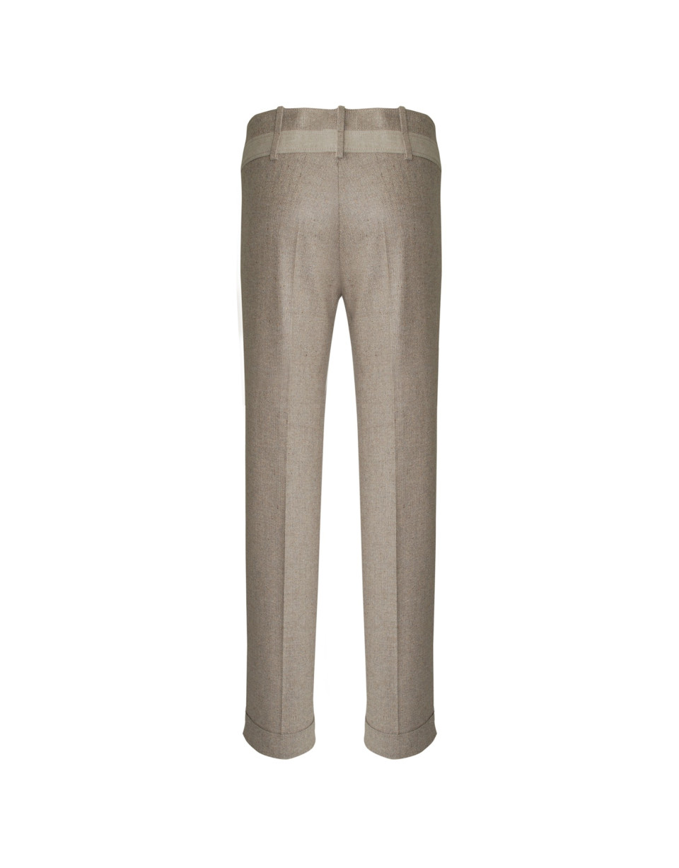 Beige pants contrasting velvet