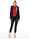 Blue hooded trench coat