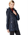 Blue hooded trench coat