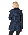 Blue hooded trench coat