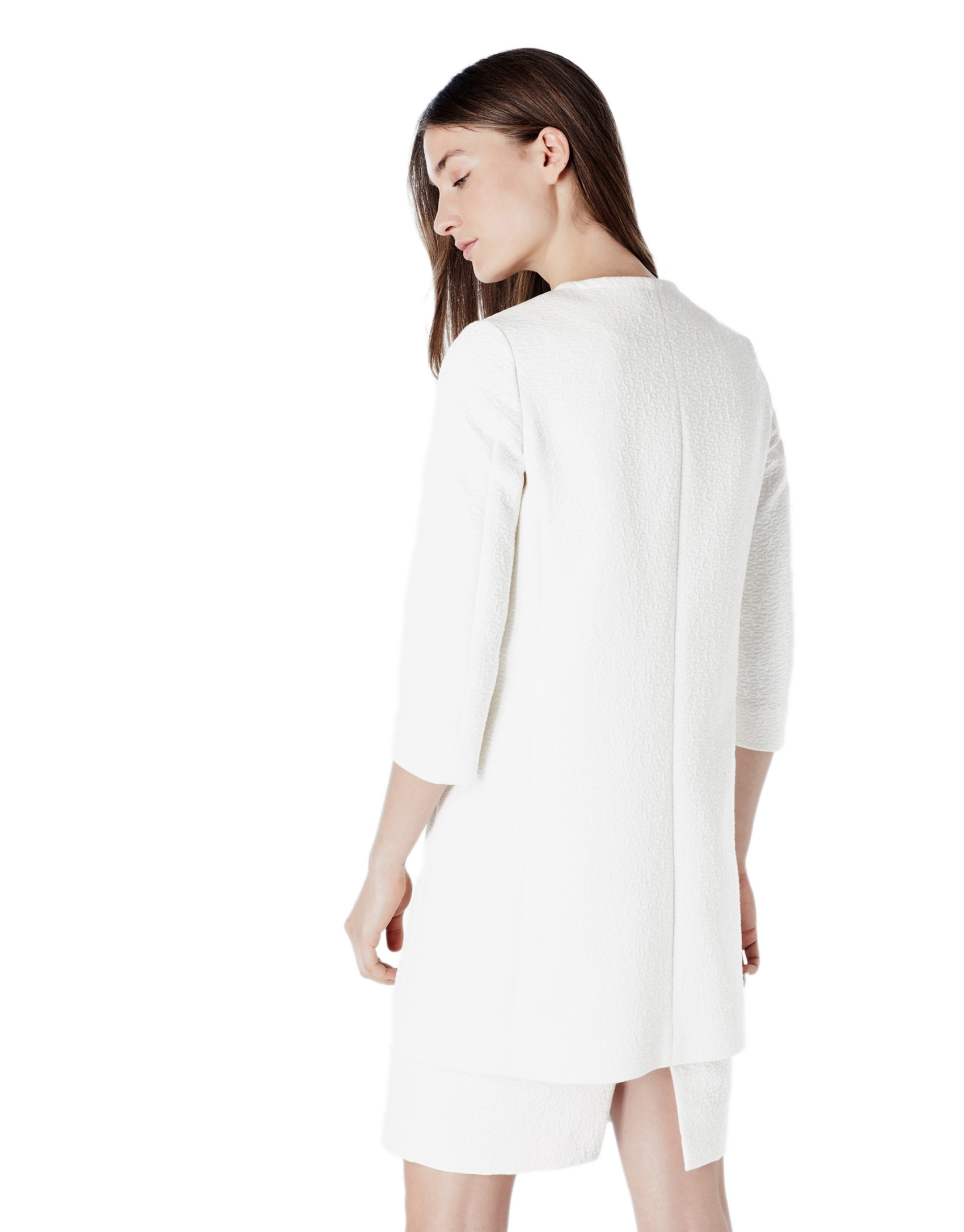 Abrigo corto jacquard marfil