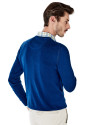 Deep blue cotton V-neck sweater