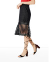 Black godet lace skirt