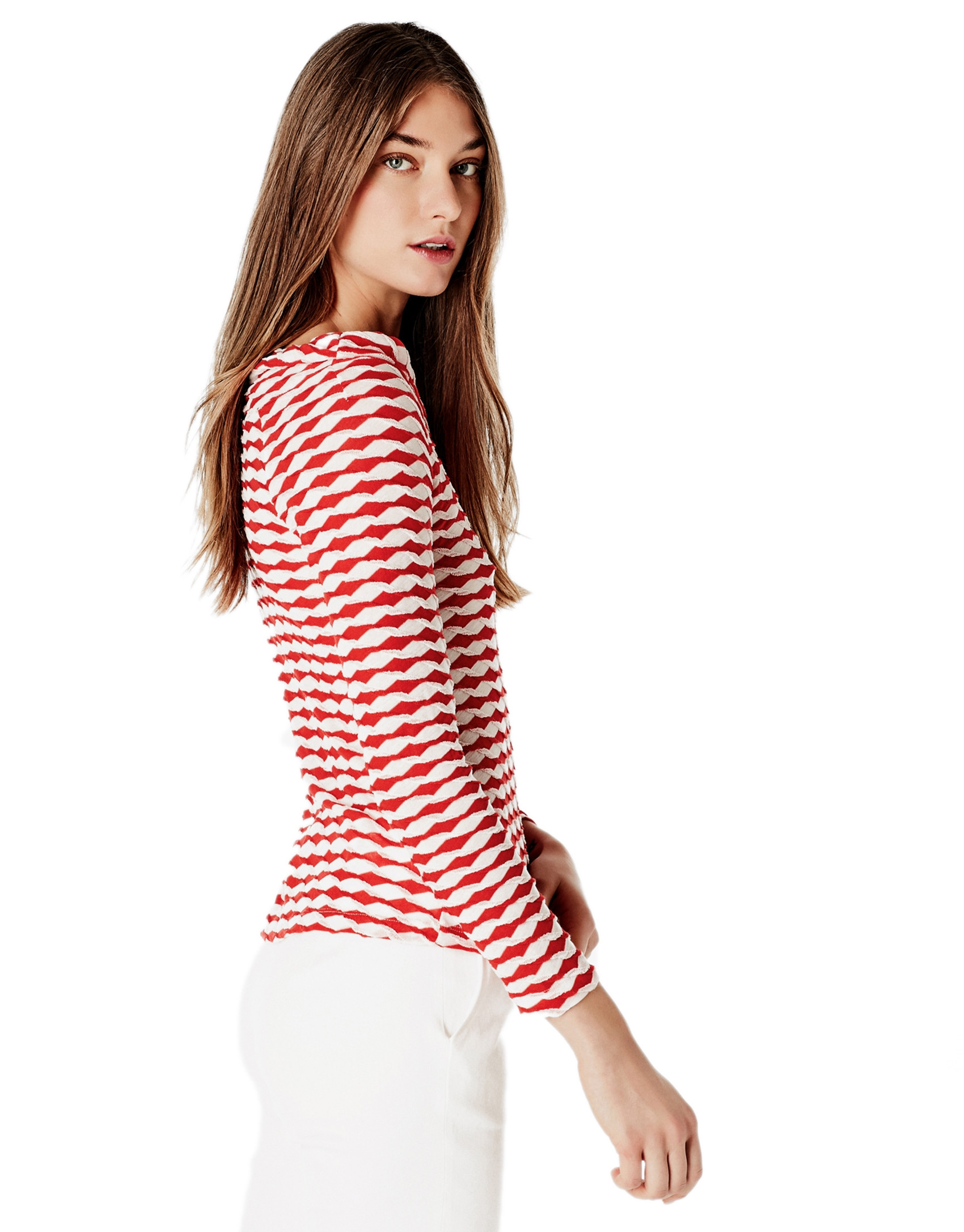 Coral top with boat neck