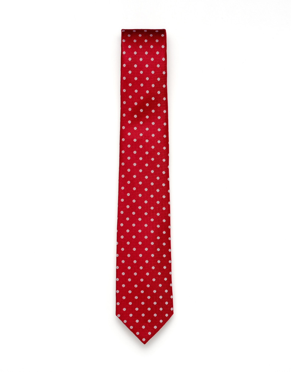 Red floral print tie
