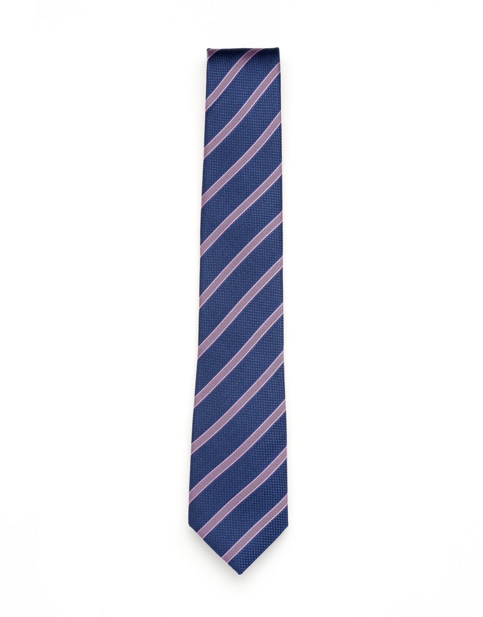 Blue and pink striped tie