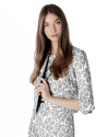 Blue floral print short jacket